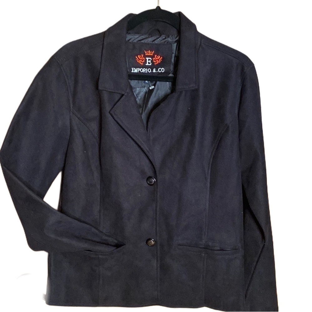 EMPORIO & Co black ultra suede blazer  Jacket made in Italy women’s Size XL